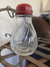 Vintage Glass Nut Spice Grinder Metal Red Top Turn Key Restaurant