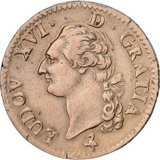 [#138398] France, Louis XVI, 1 Sol, 1791, Paris, 2nd semester, Copper, AU(50-53)