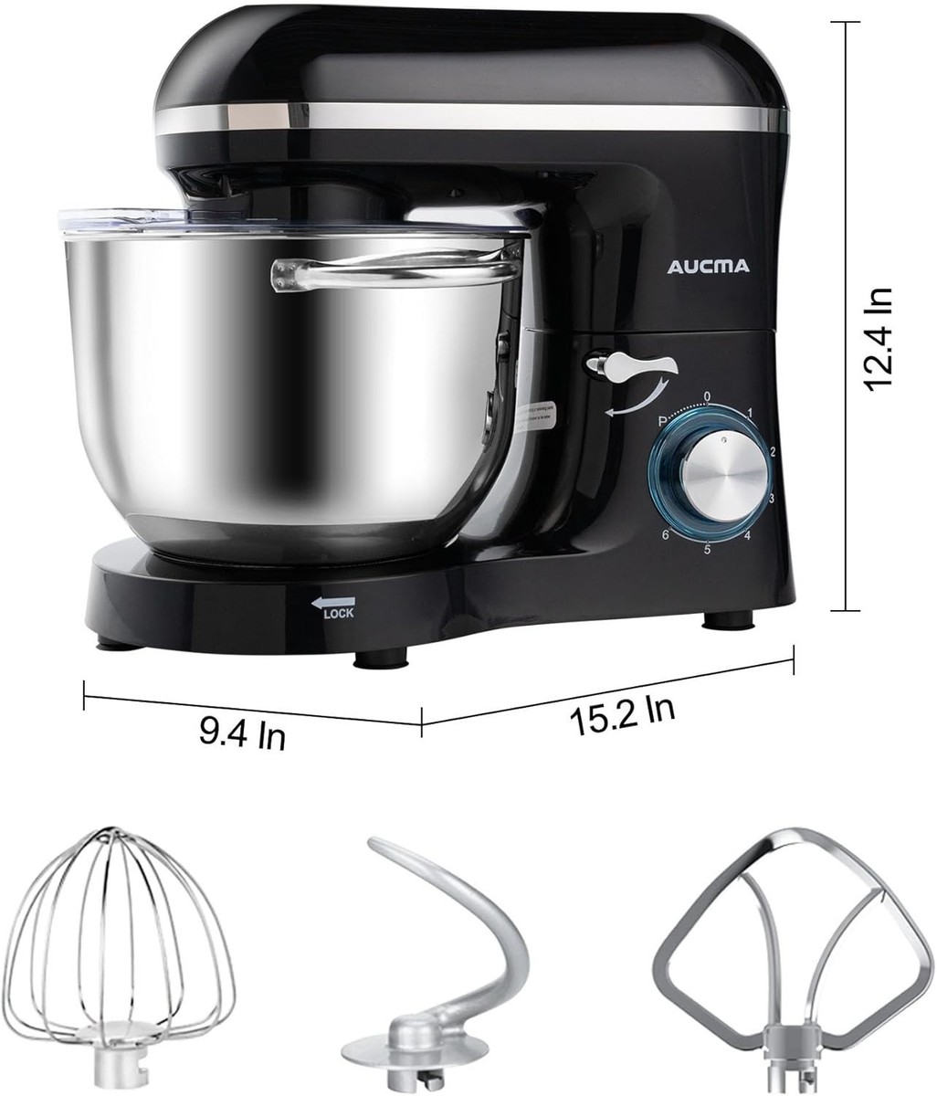 Aucma Stand Mixer 6.5QT 660W 6Speed multifunction Food Mixer Year