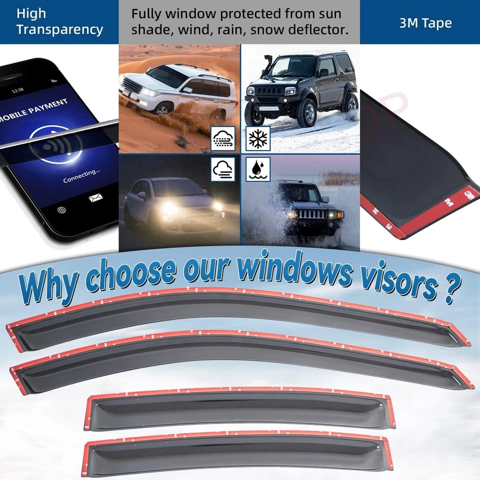 Reinforced Acrylic Dark Smoke Window Visors - Acura TL 2004-2008 - Easy Install - Изображение 4 из 4