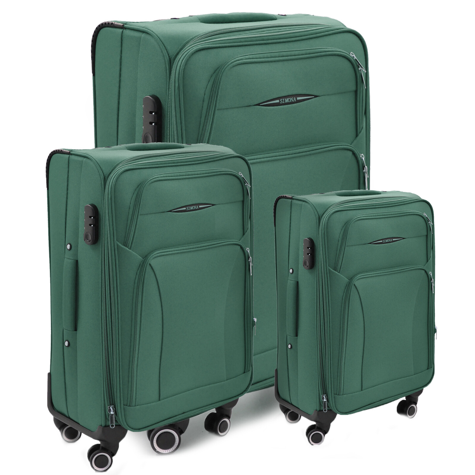 Maleta Trolley Expandible Poliéster Medio Grande Conjunto De 3 4 Ruedas ABS