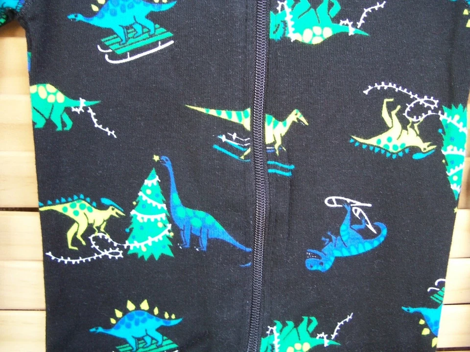 ANTIGUO AZUL MARINO nuevo con etiquetas Holiday Dinosaurs pijama~talla 12M a 18M~NUEVO~Navidad~12-18 meses Foto 2 de 2