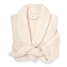 Ulta Womens Small Medium Off White Beige Short Bathrobe NEW Plush Robe S / M