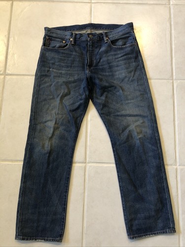 Polo Ralph Lauren Jeans Uomo 36x30 Blu Dritto Denim Jeans Pantaloni - Foto 4 di 9