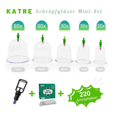 Katre Schröpfen Set, 220 Schröpfgläser+Derby Klingen+Pumpe, Hacamat Seti
