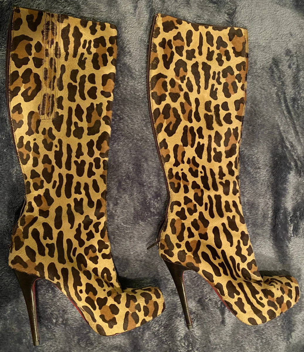 Christian louboutin top leopard boots
