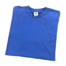 Vintage 90s Cal Cru Single Stitch Blank Blue T Shirt XL Made In USA 50/50