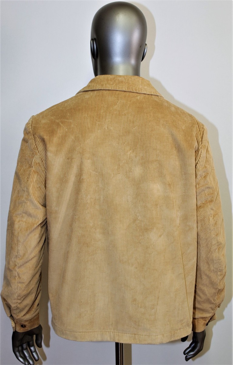 Vintage 60/70s WEATHERCASTER Beige Corduroy Zip Jacket Coat Sherpa