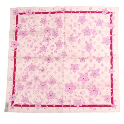 LOUIS VUITTON x Takashi Murakami Cherry blossom Scarf Handkerchief