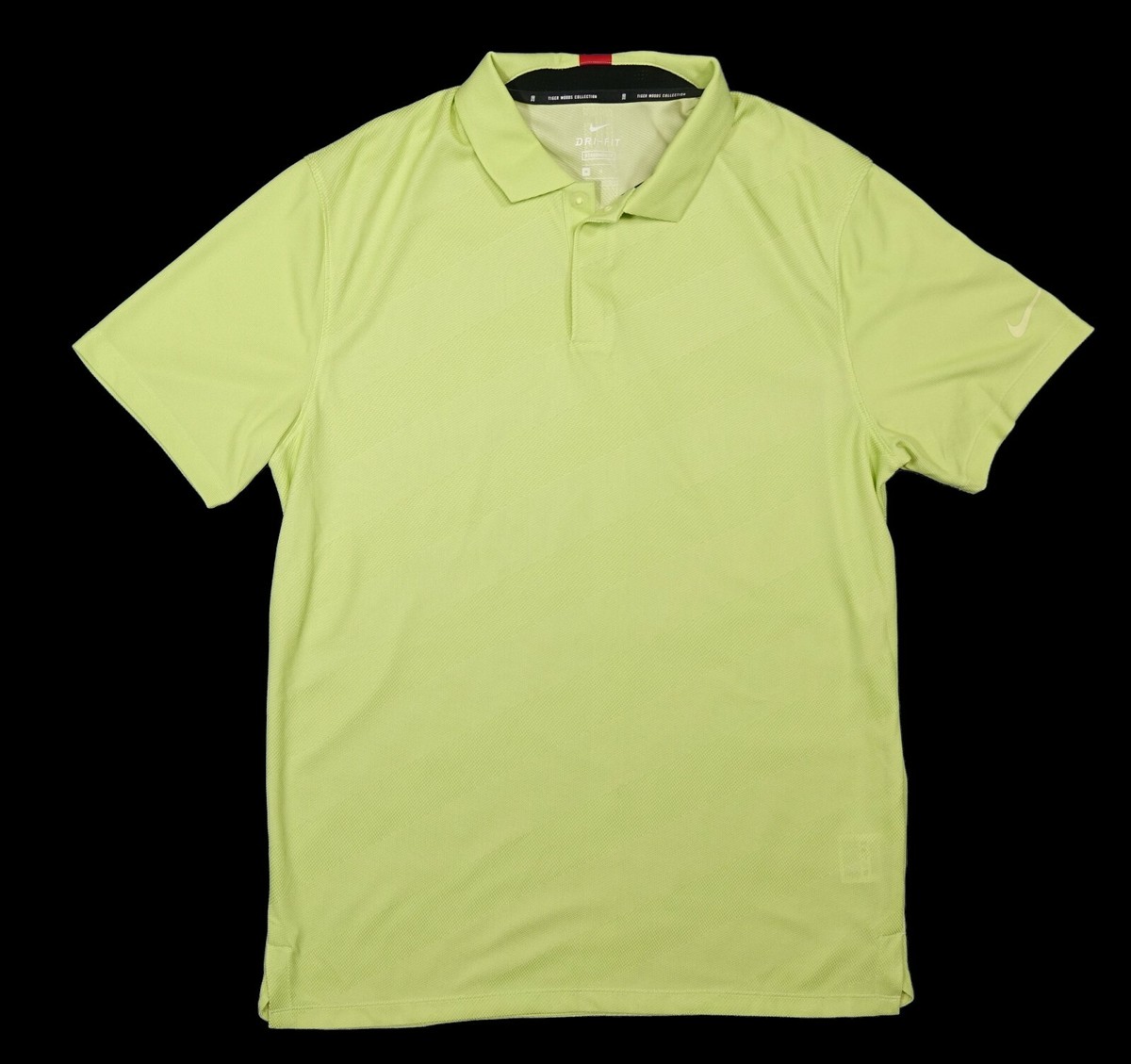 TIGER WOODS ストライプ ポロシャツ Tiger Woods NIKE Golf Polo Shirt Men M Black Striped Fit Dry