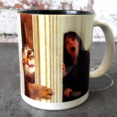 The Shining Here's Johnny Cat Meme Overlook Hotel Kubrick lustig Horror schwarz Tasse