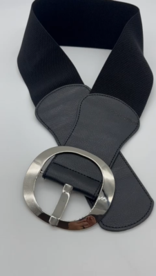 新品☆Round Buckle Leather Wide Belt Black Leather Round Buckle Wide Belt | eBay