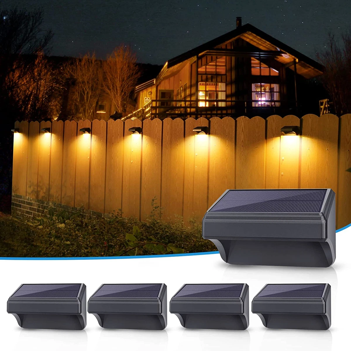 Solar fence lights warm white outlet