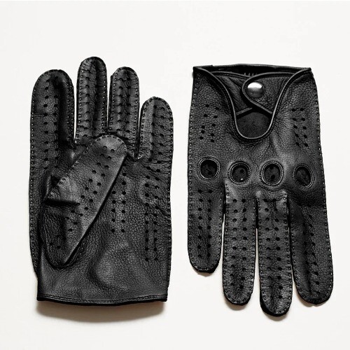 Men's Motorcycle Genuine Leather Gloves Sheepskin Gloves Fashion Women's Black - Picture 3 of 34