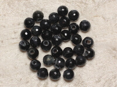 2 Perles En Oeil De Faucon Facetté - 10 Mm, Perçage 2.5 Mm - Neuf, Fabrication Française
