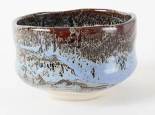 Mino ware Japanese Pottery Tea Ceremony Matcha Bowl Blue × Black made in japan