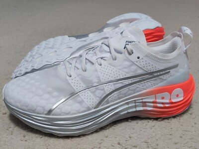 Puma ForeverRun Nitro Running Shoes White Silver Cherry 380017-01 Men's Sz 11.5