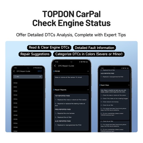 TOPDON CarPal-E OBD2 Scanner Code Reader All System Car Diagnostic Tool Wireless - Picture 7 of 9
