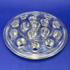 CLEAR GLASS Round Flower Frog 5in 16 Hole Vintage Floral Arrangement Home Decor