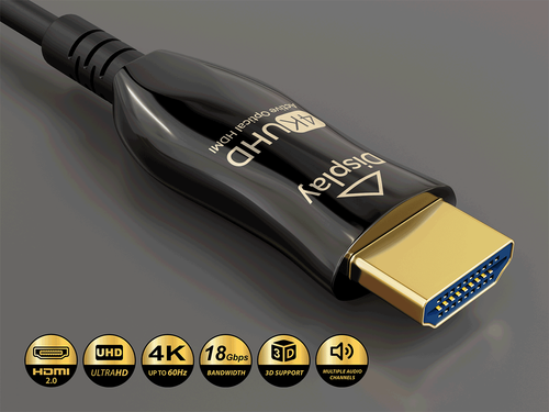 Cable Leader 25ft HDMI 2.0 Fiber Optic Cable CL3 Rated 4K UL Certified BLACK - Afbeelding 2 van 6