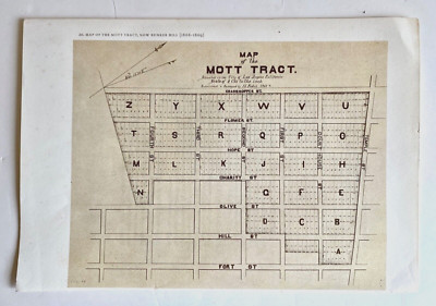 Vintage 1966 LE Map Print Mott Tract Bunker Hill City Los Angeles California USA