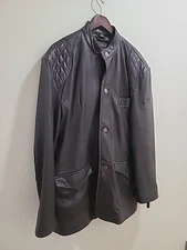 Nexx Unlimited Men's Genuine Leather Coat Size L Moto Jacket Vintage Brown 