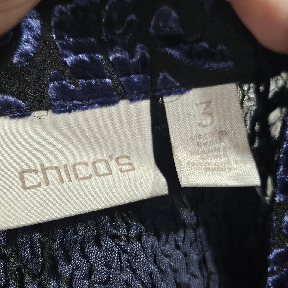 Chicos 女式大号天鹅绒 Crush Burnout 花卉半透明开襟开衫 — 第 3/4 张图片