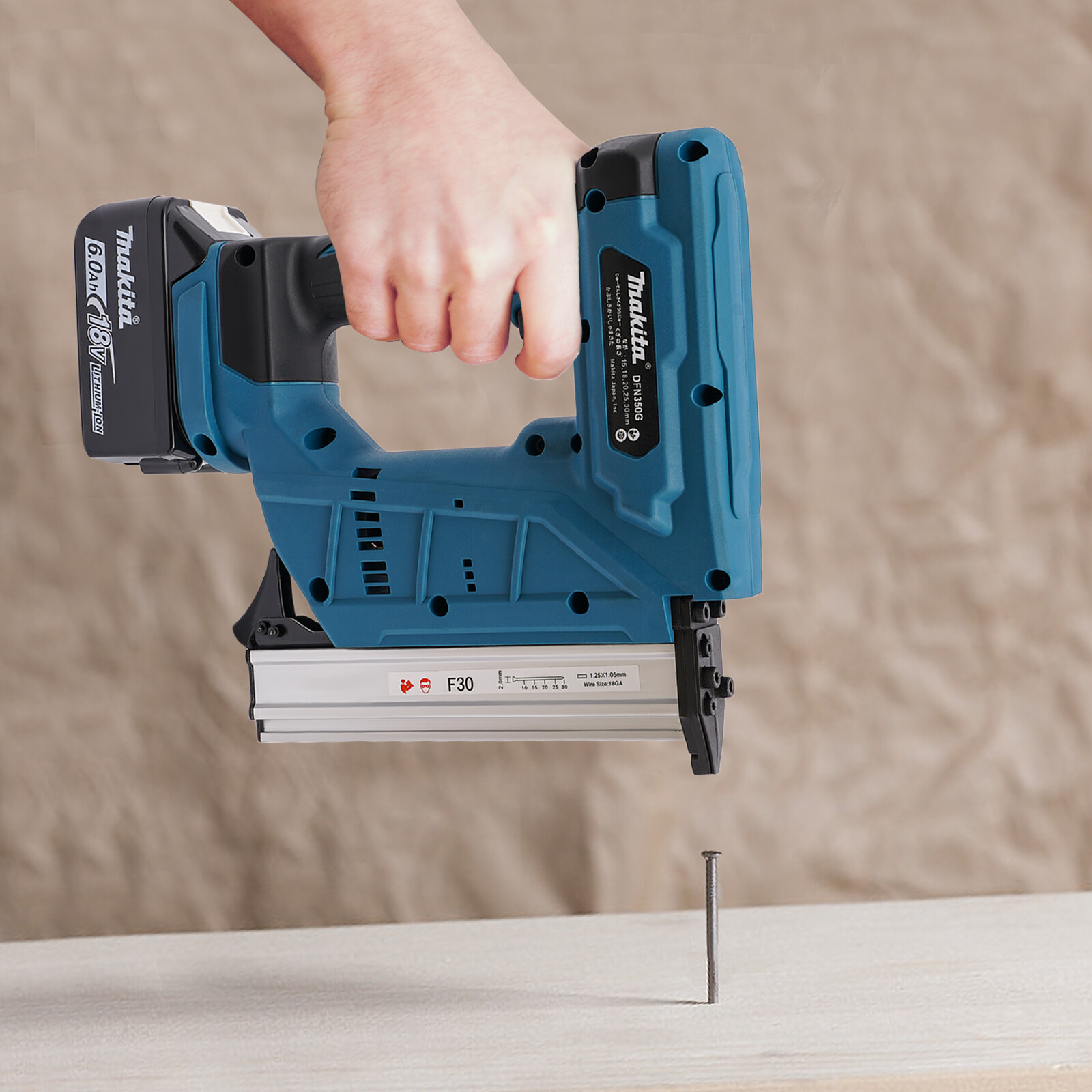 F30 Cordless 18Ga Brad Nailer Nail Gun with 18V Battery Brush Copper Motor Quantum