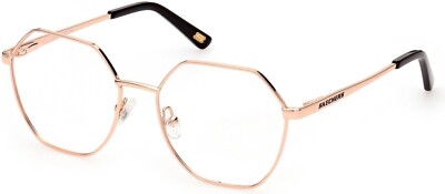Skechers SE2195 028 Rose Gold Hexagonal Optical Eyeglasses Metal Frame 52-17-140