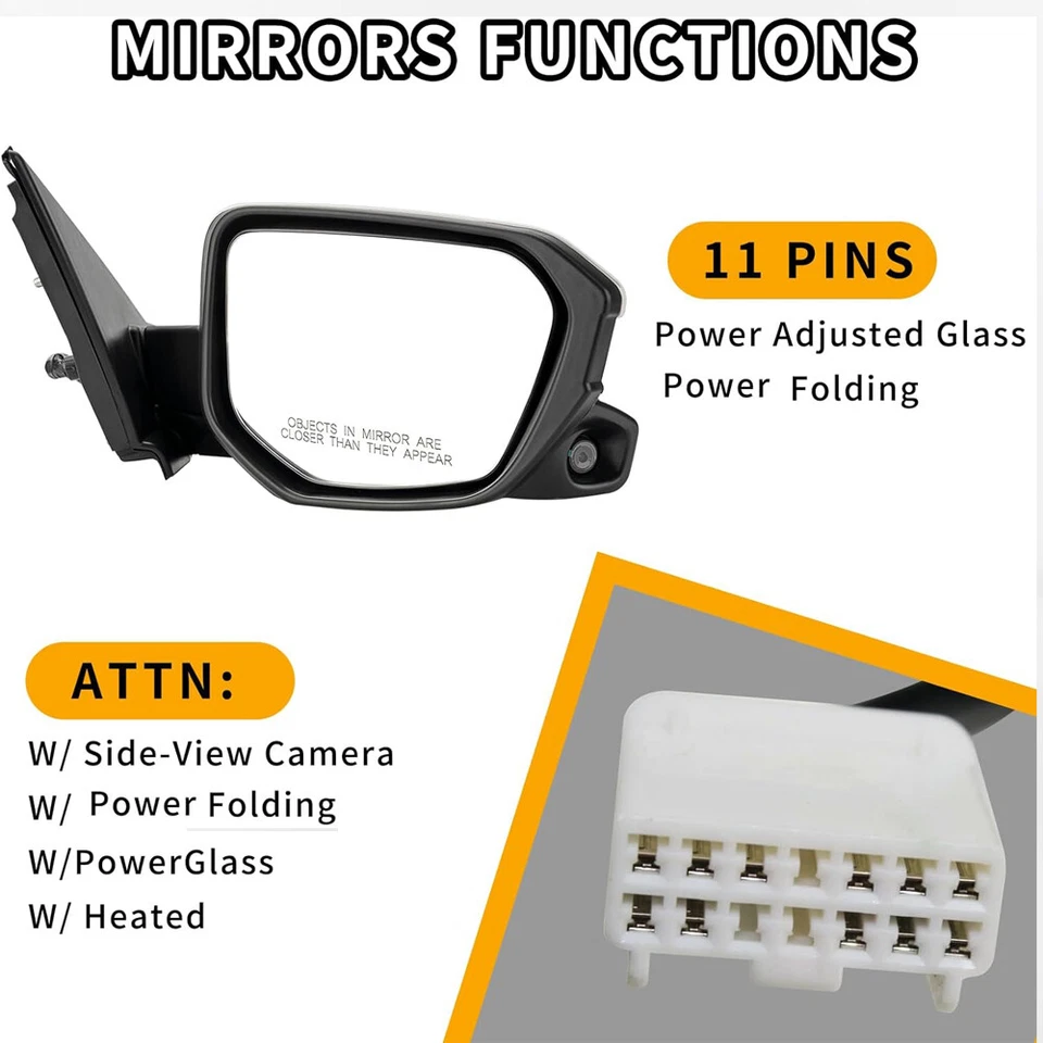 11针右侧镜电源折叠加热相机适用于本田思域轿车2016-2021 — 第 2/4 张图片