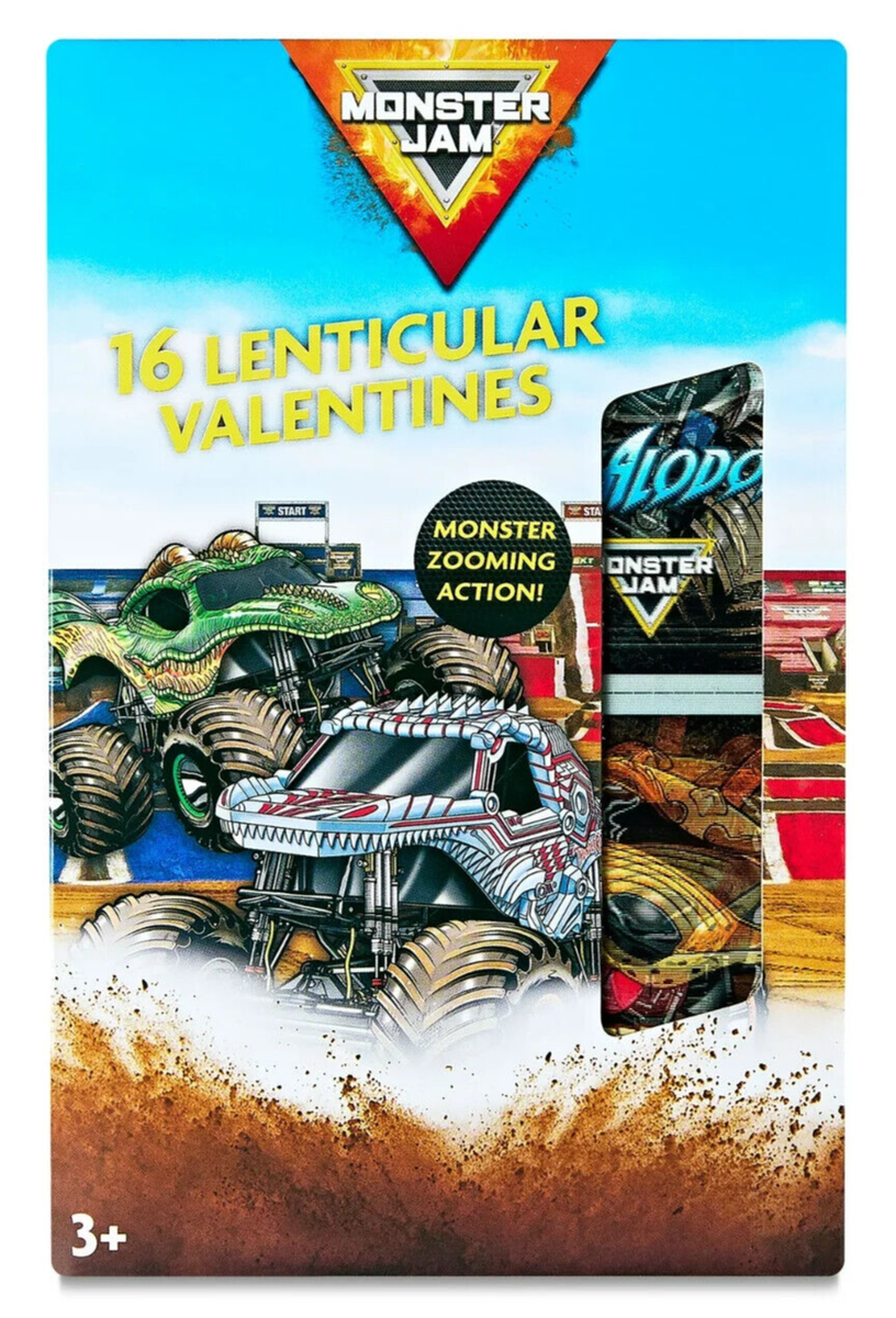 16x Monster Jam Lenticular Valentine Exchange Cards Multi-Color