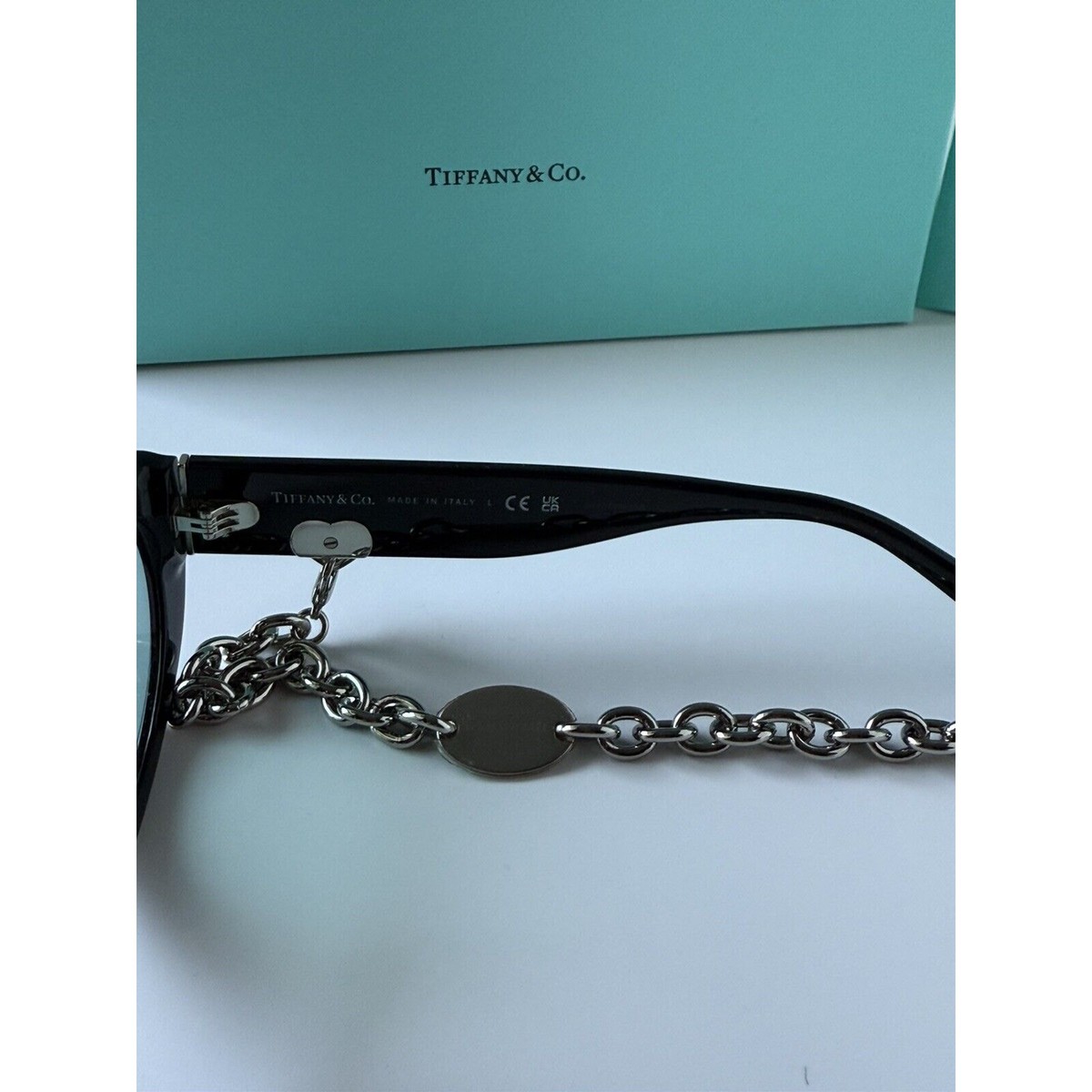 TIFFANY TF4221 8001/D9 Black Silver Chain Light Azure Lens Women