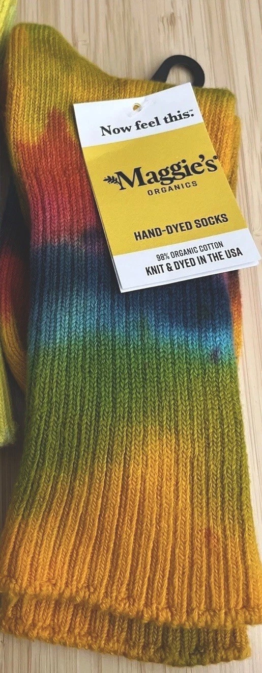 MAGGIE’S ORGANICS HAND-DYED SOCKS LOT OF (2) 98% ORGANIC COTTON USA LADIES 9-12