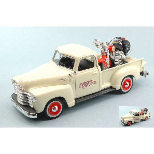 Chevrolet 3100 Pick Up 1950 1:25 + Harley Davidson 2001 Heritage 1:24 Maisto Vei-image