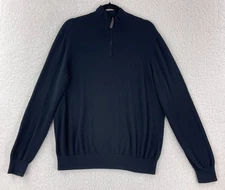 Christian Lacroix Sweater Mens Large Black Knit Long Sleeve 1/4 Zip Mock Neck