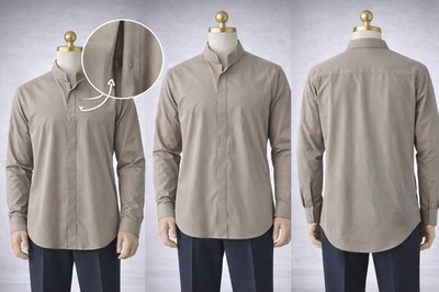 Elliott Men's XL Taupe Beige Dress Shirt Hidden Button Long Sleeve Minimalist Ko