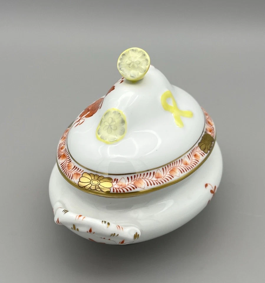 Herend Hungary Chinese Bouquet Rust AOG 6017 Covered Sugar Bowl Lemon Finial - image 4 of 4