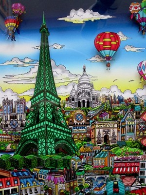 CHARLES FAZZINO **** 3D UNDER THE PARIS SKY **** S/N GERAHMT ! TOP RARITÄT !
