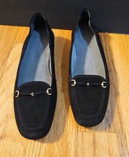 Stuart Weitzman Womens Black Suede Horsebit L...