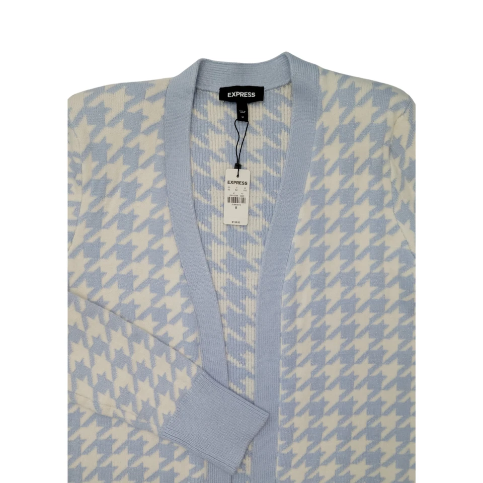 Casaco cardigã Express longo aberto frontal Houndstooth tamanho M - NOVO - Imagem 4 de 4