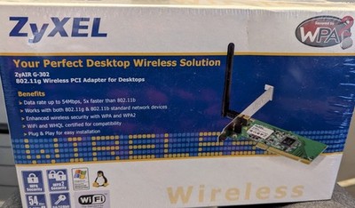 Zyxel PCI Wireless 54Mbps 802.11g Wi-Fi adapter With Antenna NEW IN SEALED BOX