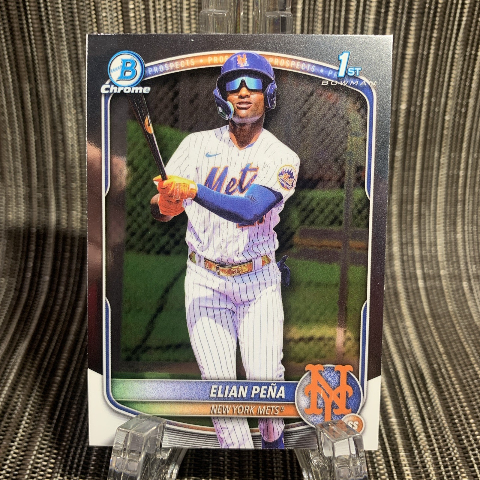 Elian Pena 2025 Bowman Chrome 1st Prospects Base Card NYM New York Mets