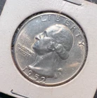 1952-P Washington Silver Quarter - Medium Motto - 90% Silver - AU - Luster