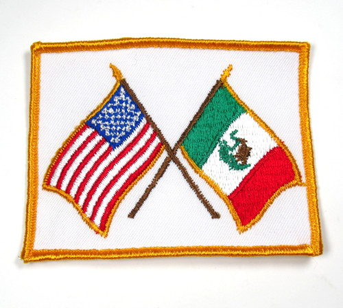 USA Mexico Crossed Flag Patch Mexican American Heritage Vintage