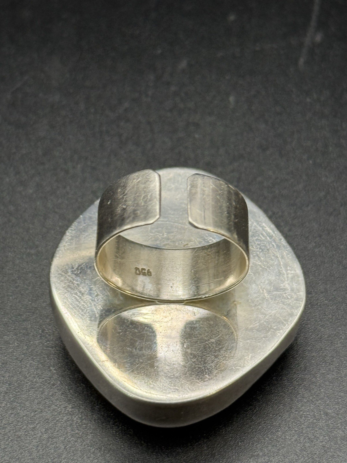 Adjustable 950 Silver Brown Amber Ring - image 3