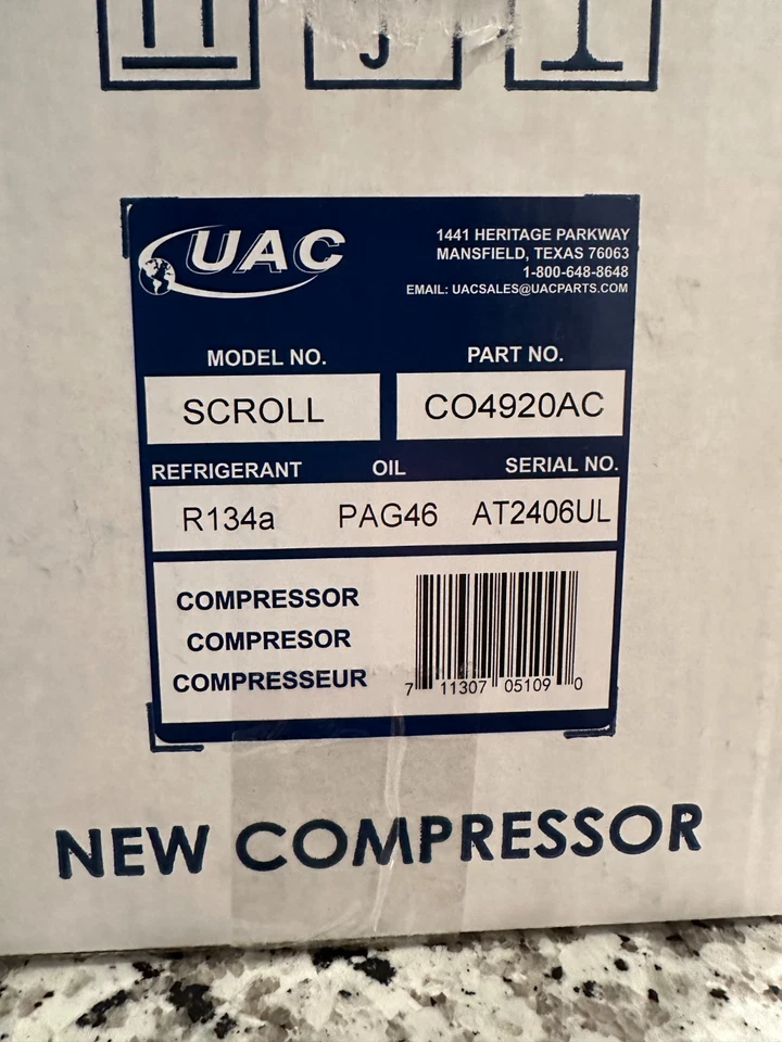 UAC-CO 4920AC Compressor w/ Clutch for Honda Civic 2012-2015, CR-V, Acura RDX - Изображение 2 из 3