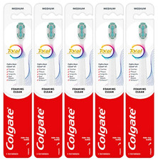 Colgate Total Active Prevention Foaming Clean Toothbrush Medium Bristles-5 Pack