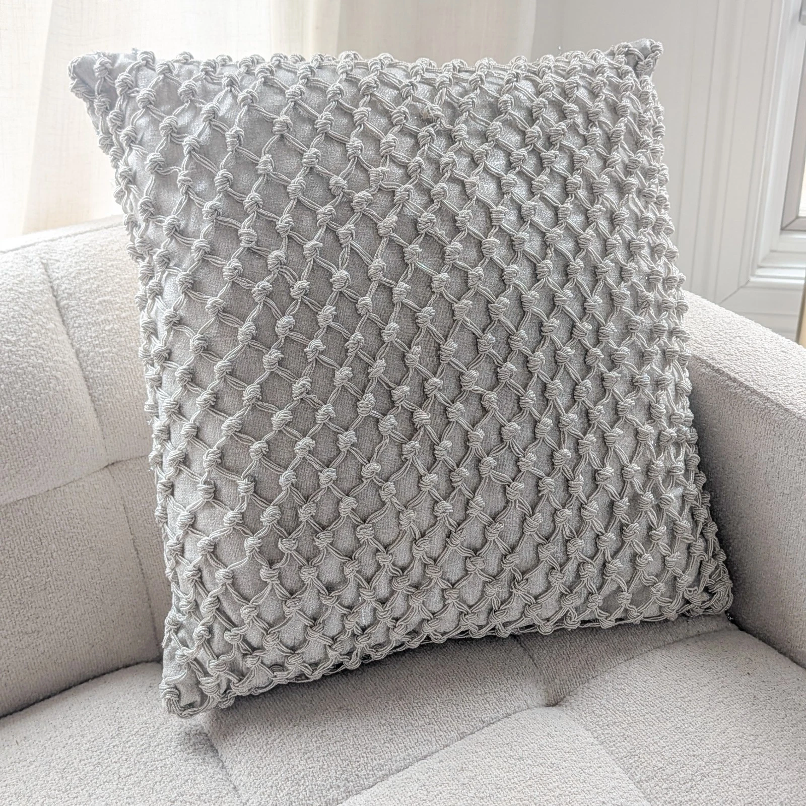 Decorative Throw Pillow Metallic Silver - 20" x 20"