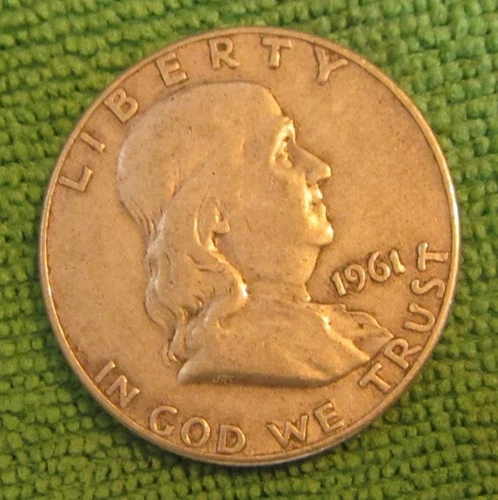 1961-D Franklin Half Dollar, Silver Coin, 90% Silver, vg