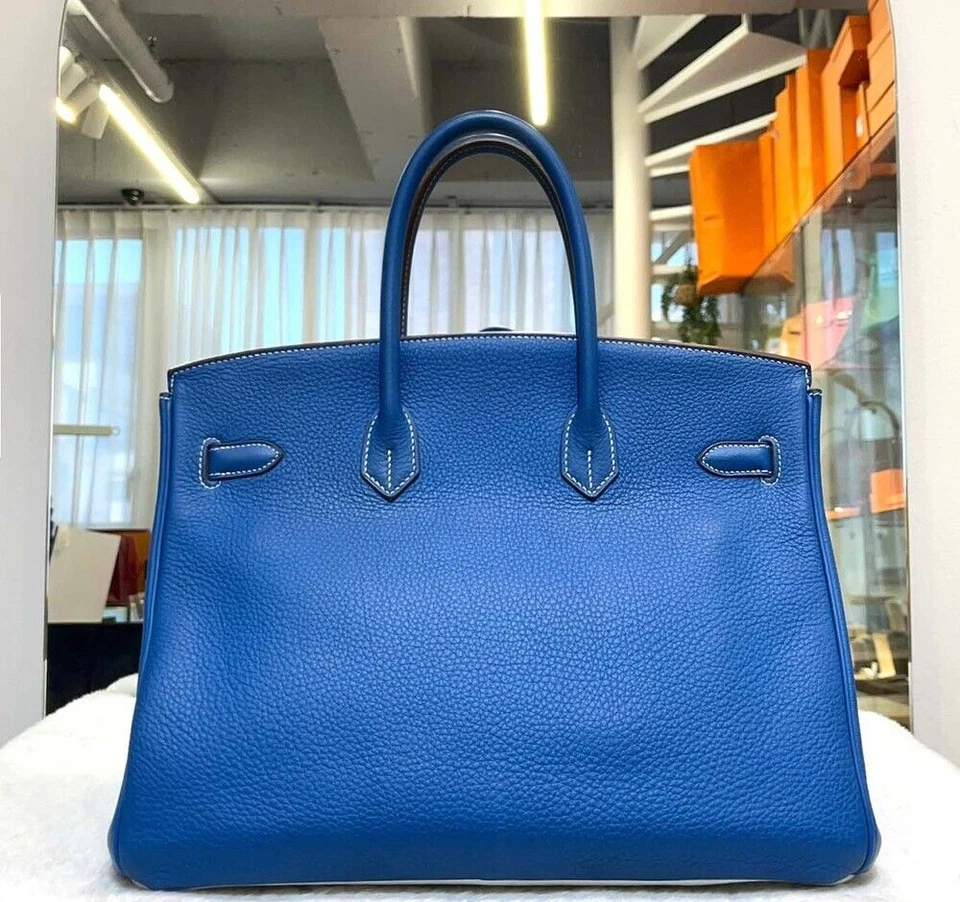 Hermes Sac Birkin 35 Clemence Édition Limitée Verso Mykonos Blanc 148576830 [U] - Photo 3/4